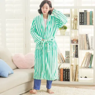 【IMACO】暖冬甜夜綁帶水貂絨法蘭絨睡袍