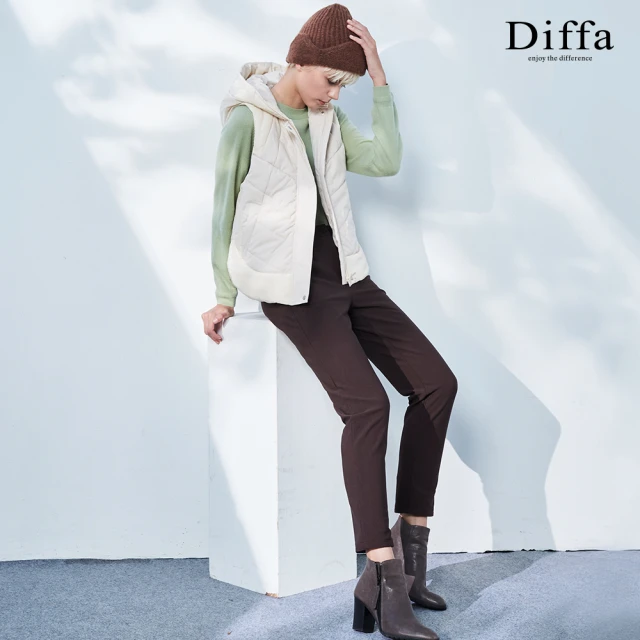 Diffa 時尚質感磨毛保暖長褲-女