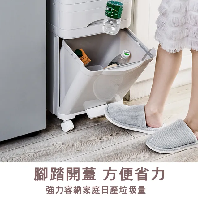【isona】42L 三層單蓋垃圾桶 腳踏式按壓 分類垃圾桶(垃圾桶)