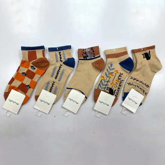 【Socks Form 襪子瘋】5雙組-森林童話100%純棉日系短襪(踝襪/棉襪/船型襪/女襪)