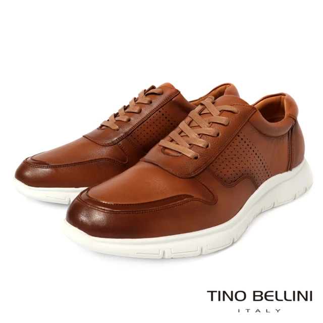TINO BELLINI 貝里尼TINO BELLINI 貝里尼 潮流時尚真皮綁帶男士休閒鞋HM4O020(咖啡色)