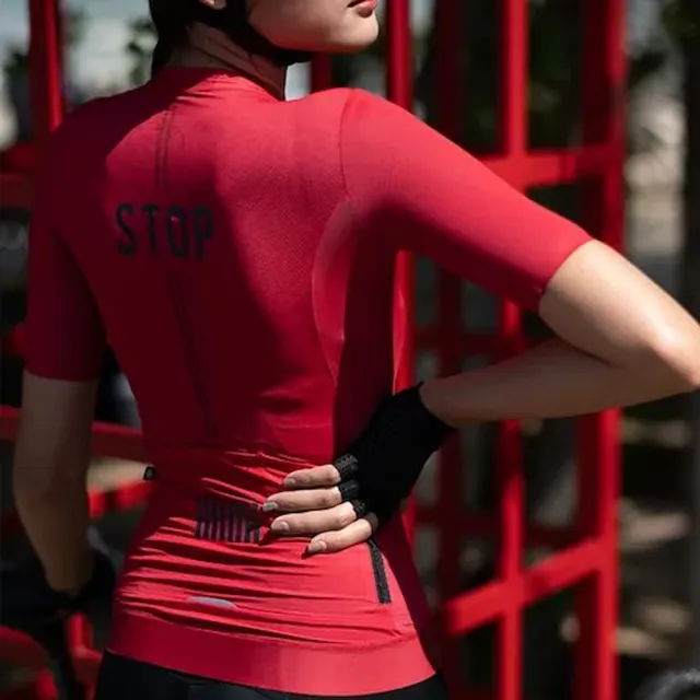 【MONTON】STOP紅色女款短上衣(女性自行車服飾/短袖車衣/短車衣/單車服飾)