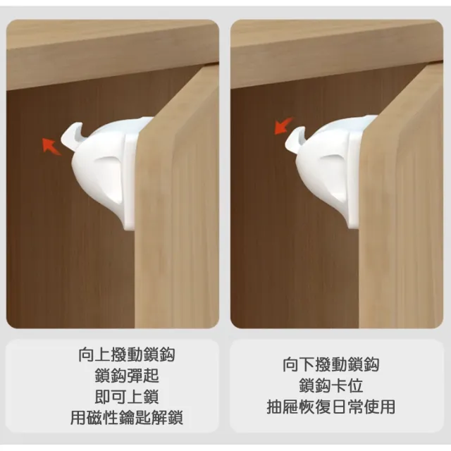 【樂邁家居】磁性抽屜 隱形鎖/ 2入組(兒童安全鎖 免打孔 隱形磁吸抽屜扣)