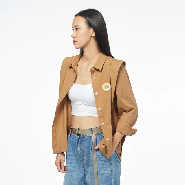 【JEEP】女裝 活片剪接長袖襯衫(棕)