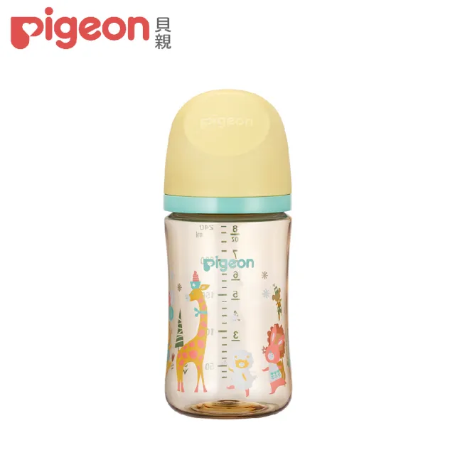 【Pigeon貝親 官方直營】第三代母乳實感彩繪款PPSU奶瓶240ml/動物派對