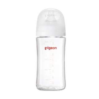 【Pigeon 貝親】第三代母乳實感玻璃奶瓶240ml/純淨白