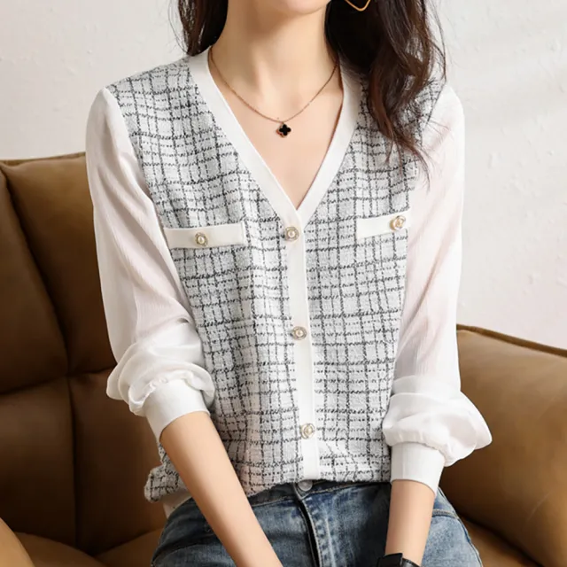 【麗質達人】867優雅小香風假二件上衣AA(M-4XL)