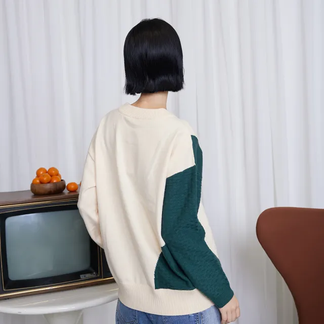 【gozo】MOMO獨家款★限量開賣 特殊紋理配色毛衣(兩色)