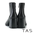 【TAS】超質感素面粗高跟短靴(黑色)