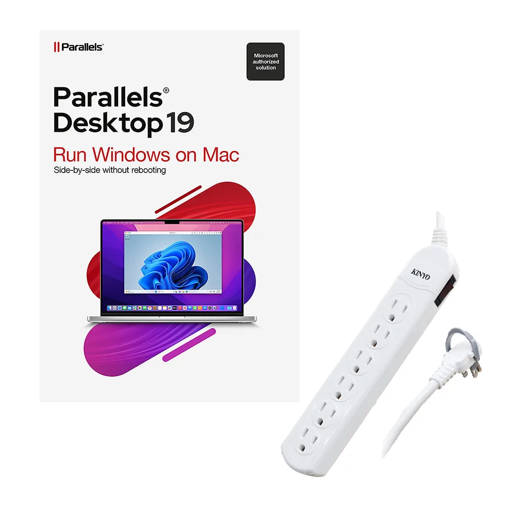 【Parallels】Desktop 19 for Mac +【KINYO】1開6插安全延長線1.5M