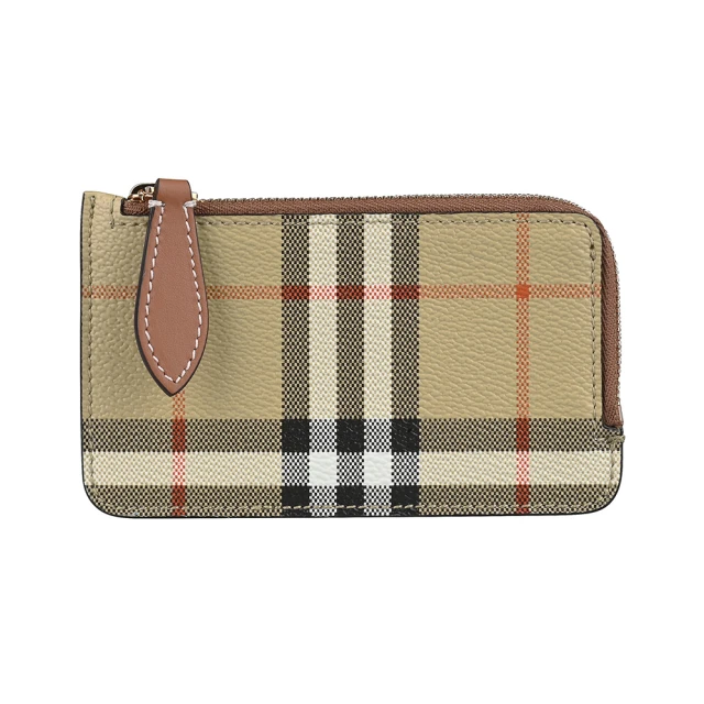 BURBERRY 巴寶莉 Burberry Somerset內皮標LOGO PVC拼接小牛皮3卡拉鍊零錢卡夾包(典藏米)