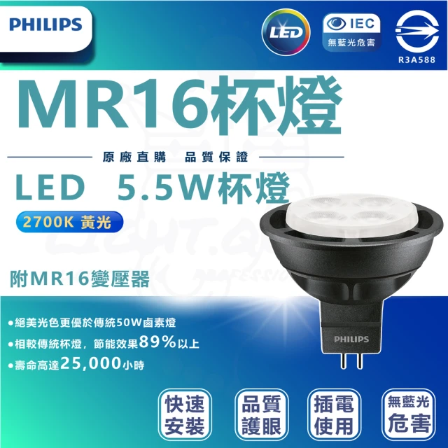Philips 飛利浦 8入組 MR16 5.5W LED杯