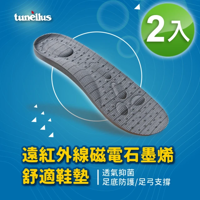 英國洛納斯Tunellus 遠紅外線磁電石墨烯舒適鞋墊(二雙