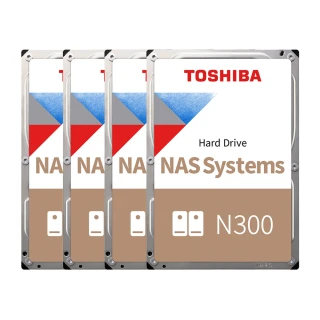 【TOSHIBA 東芝】(4入) N300系列 4TB 3.5吋 7200轉 NAS內接硬碟(HDWG440AZSTA)