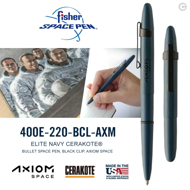 fisher Axiom Space 系列-子彈型太空筆/附筆夾(#400E-220-BCL-AXM 海軍藍)