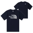 【The North Face】情侶款 大LOGO純棉快乾吸濕短袖圓領T恤_亞洲版型(7QRC-H2G 深藍 N)