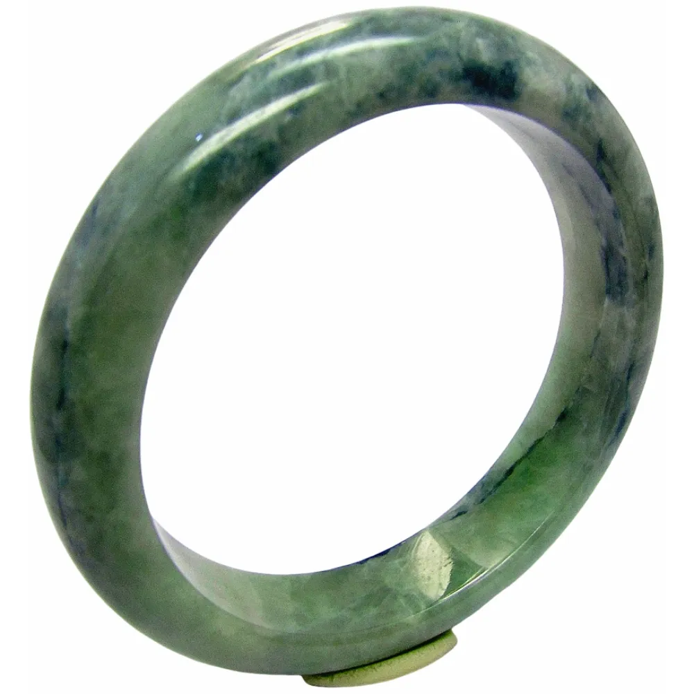 小樂珠寶】翡翠手鐲正水藍色灑花天然A貨玉鐲(手圍18.2號內徑57mm V735