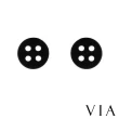 【VIA】白鋼耳釘 鈕扣耳釘/時尚系列 復古經典鈕扣造型白鋼耳釘(黑色)
