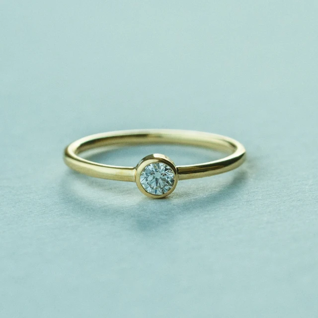 ete K18 經典單鑽包鑲鑽石戒指-0.10ct(金色 玫瑰金色)