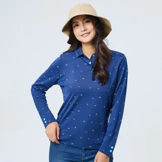 【ATUNAS 歐都納】女ALL LOVE歐愛環保循環衣長袖排汗POLO衫(A2PS2321W深藍/抗UV/透氣/吸濕排汗/MIT台灣製)