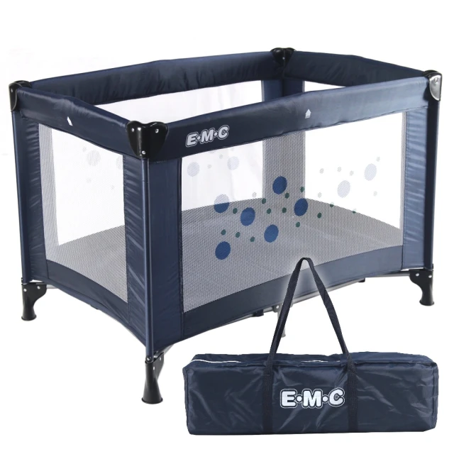 【EMC】輕巧型安全嬰兒床-深藍色(具遊戲功能)