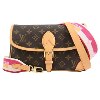 【Louis Vuitton 路易威登】LV M46049 DIANE 經典花紋拼接雙材質背帶肩斜翻蓋兩用包(現貨)