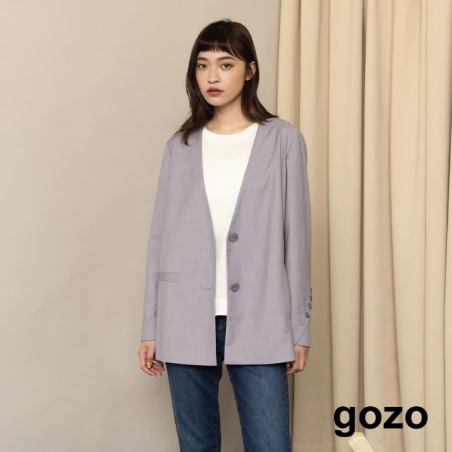 gozogozo 不對稱口袋無領西裝外套(兩色)