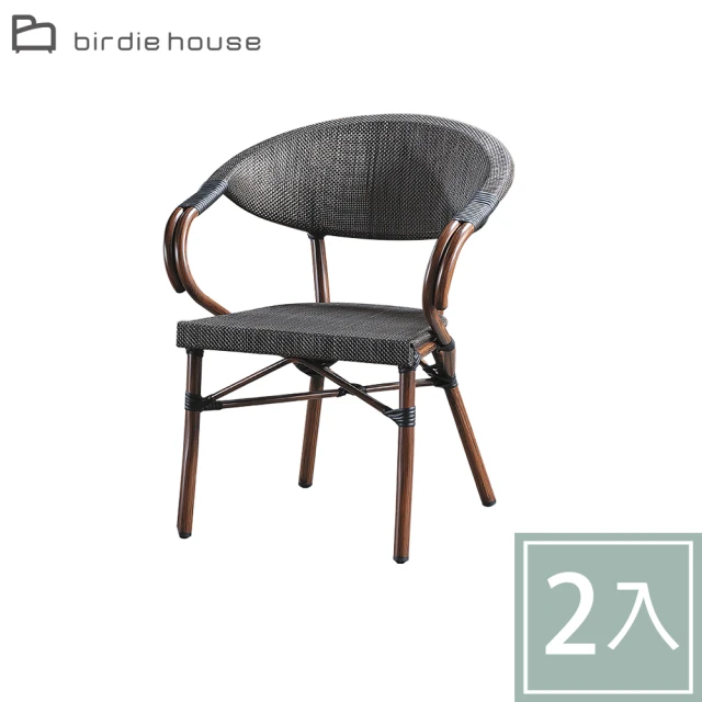 柏蒂家居 傑拉爾休閒扶手餐椅/陽台塑膠藤編造型椅/戶外庭院椅