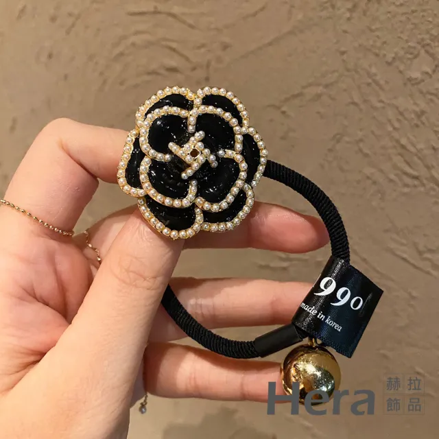 【HERA 赫拉】ll現貨ll經典小香風大山茶花珍珠韓版髮圈-2色#H100401D(髮飾 髮圈)