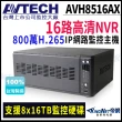 【AVTECH 陞泰】AVH8516AX  16路 H.265 8MP 800萬 NVR網路型錄影主機 監視器(帝網 KingNet)