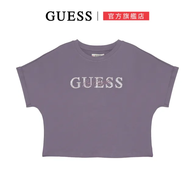 【GUESS】短版螺紋小鑽LOGO短T