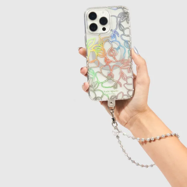 【KATE SPADE】iPhone 15 Pro MagSafe 精品手機殼 銀絲炫彩(磁吸)