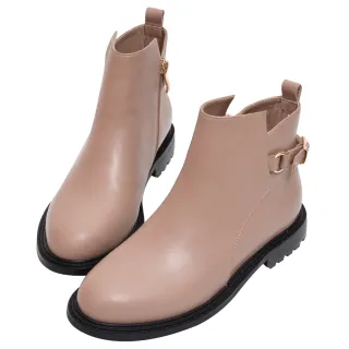【Ann’S】諾拉-後釦帶挖低顯瘦小羊皮真皮平底短靴3cm(咖)