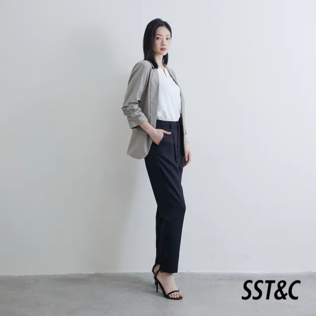 【SST&C】女裝 橄欖綠七分袖抽皺外套8162205005(雙11精選)