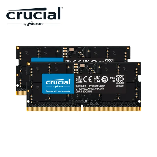 【Crucial 美光】NB-DDR5 5600/32G雙通筆記型RAM(16G*2/內建PMIC電源管理晶片)