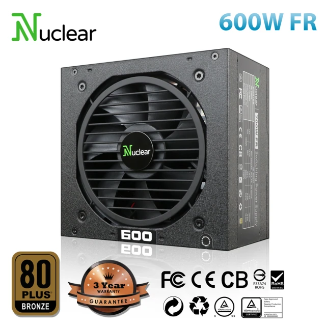 Nuclear 600W FR 銅牌80Plus 半模組電源供應器