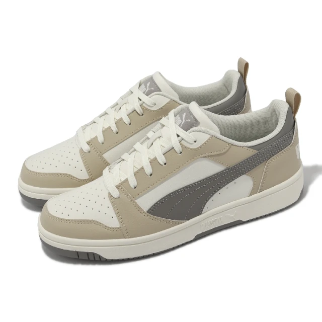 PUMA 休閒鞋 Rebound V6 Low 男鞋 女鞋 奶茶 灰 復古 皮革 低筒 情侶鞋(392328-09)