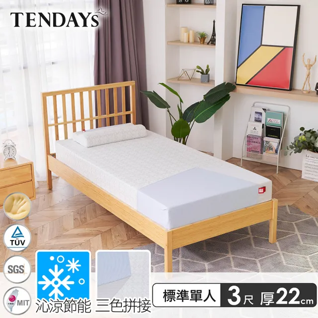 【TENDAYS】包浩斯紓壓床墊3尺標準單人(22cm厚 可兩面睡 記憶床)