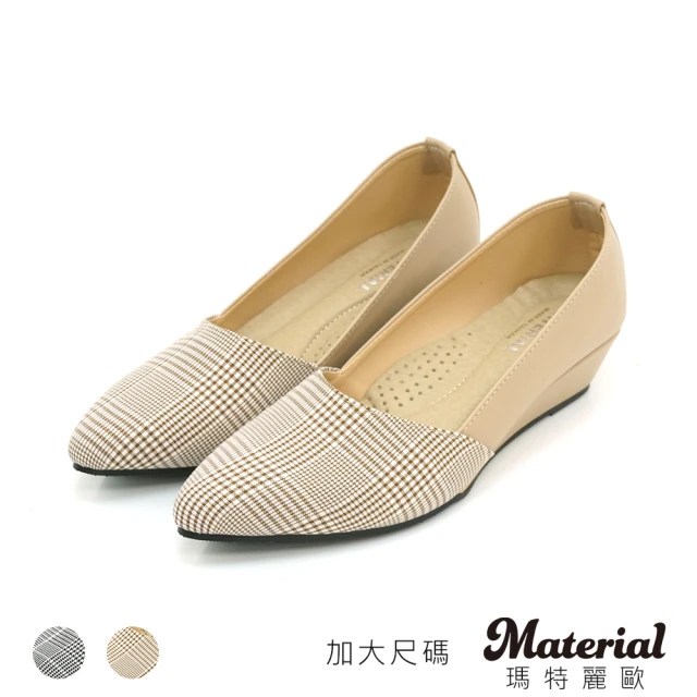 MATERIAL 瑪特麗歐MATERIAL 瑪特麗歐 女鞋 MIT加大尺碼拼接尖頭楔型包鞋 TG72156(包鞋)