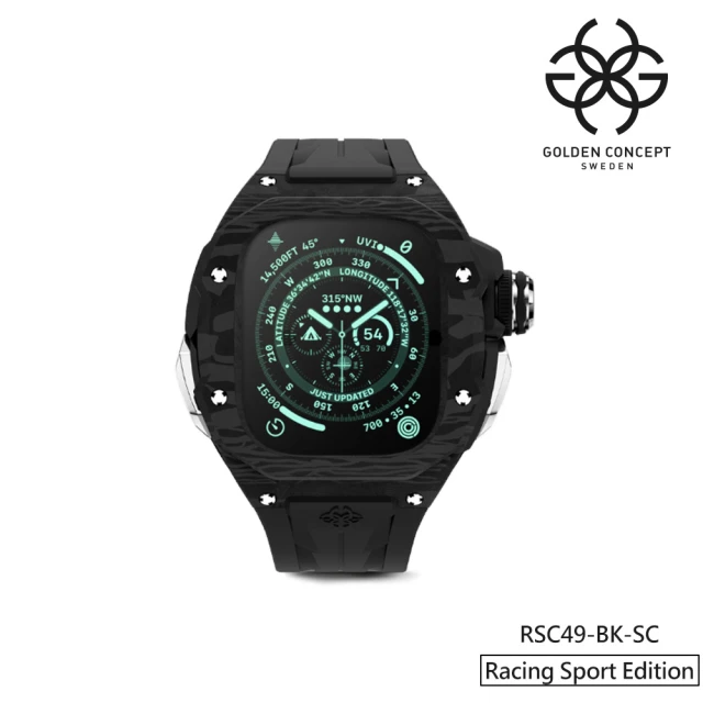 Golden Concept Apple Watch 49mm 保護殼 銀色錶殼/黑色橡膠錶帶(RSC49-BK-SC)