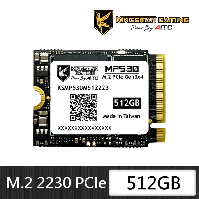 AITC 艾格AITC 艾格 KINGSMAN MP530_512GB NVMe M.2 2230 PCIe Gen 3x4 SSD 固態硬碟(讀：3400M/寫：3000M)