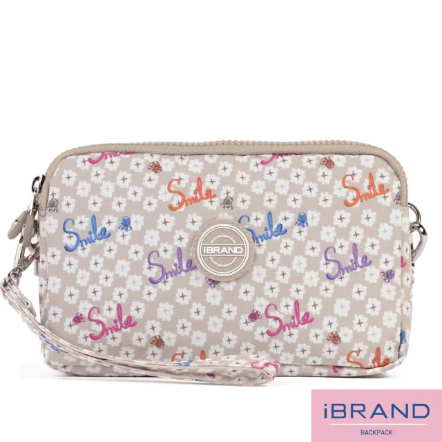 【iBrand】雙11 輕盈防潑水三層2WAY手提側斜背包(防水包 幸運微笑)