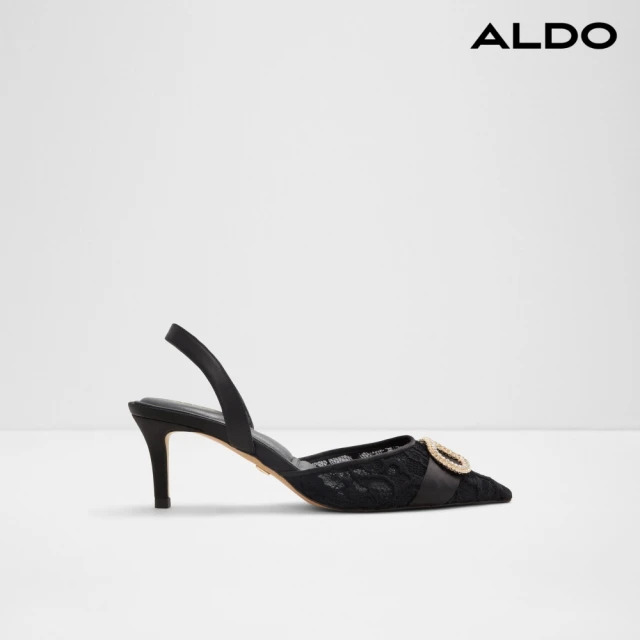 ALDOALDO DECORA-氣質奢華水鑽後繫帶高跟鞋(黑色)