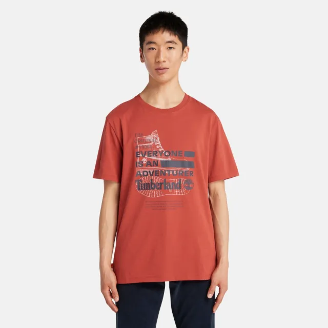 【Timberland】男款紅色印花短袖T恤(A29JZDV5)