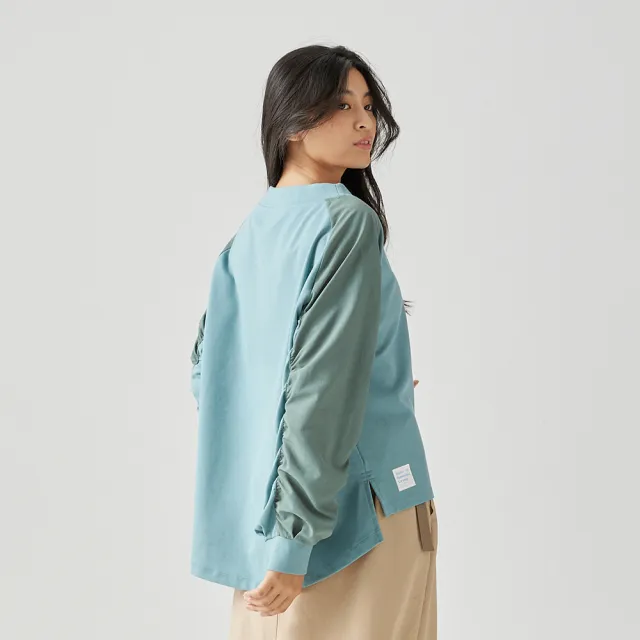 【BATIS 巴帝斯】休閒簡約抽縐大學T - 女 - 兩色