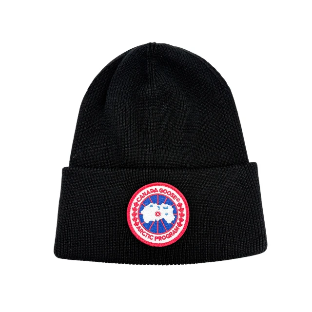 CANADA GOOSE Arctic 品牌Logo羊毛帽(黑)