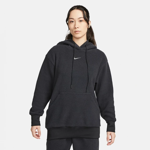 NIKE 耐吉 上衣 女款 長袖上衣 帽T 運動 AS W NSW PLSH FZ HOODIE 黑 DQ6841-010