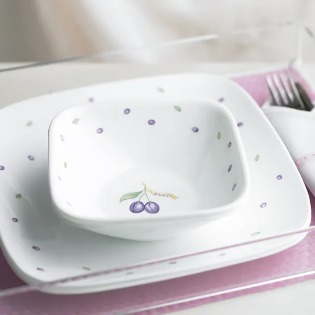 【CorelleBrands 康寧餐具】紫梅方形10oz小碗(2310)