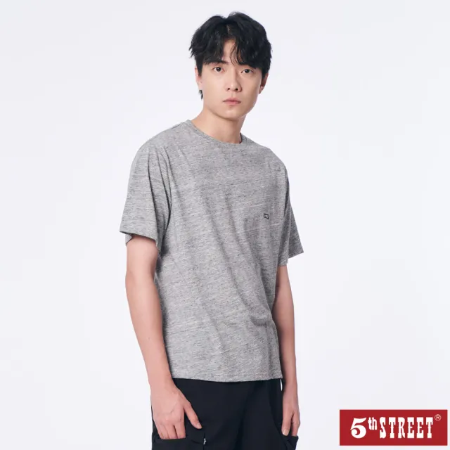 【5th STREET】男裝 短袖 短t 上衣 t恤 TEE logo 灰色(5A7011)