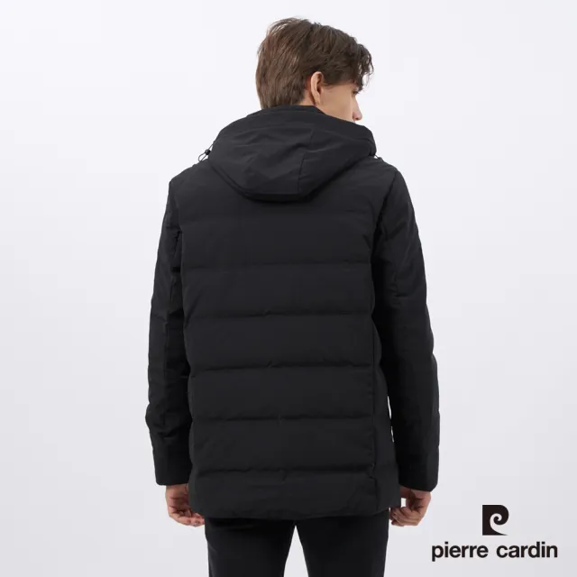 【pierre cardin 皮爾卡登】男款 都會休閒連帽羽絨夾克外套-黑色(5235772-99)